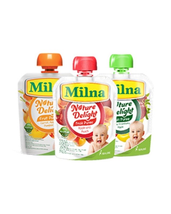 MILNA NATURE DELIGHT FRUIT PUREE 80GR - APPLE AND PEACH