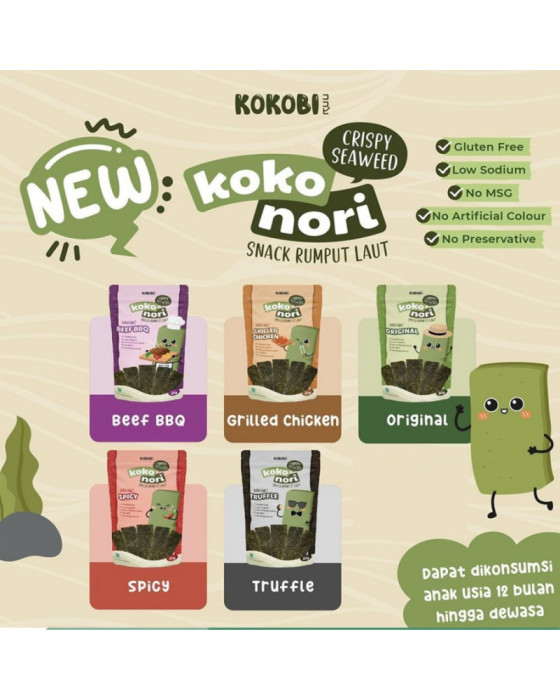 Kokobi Koko Nori Crispy Seaweed Camilan Bayi 20Gr