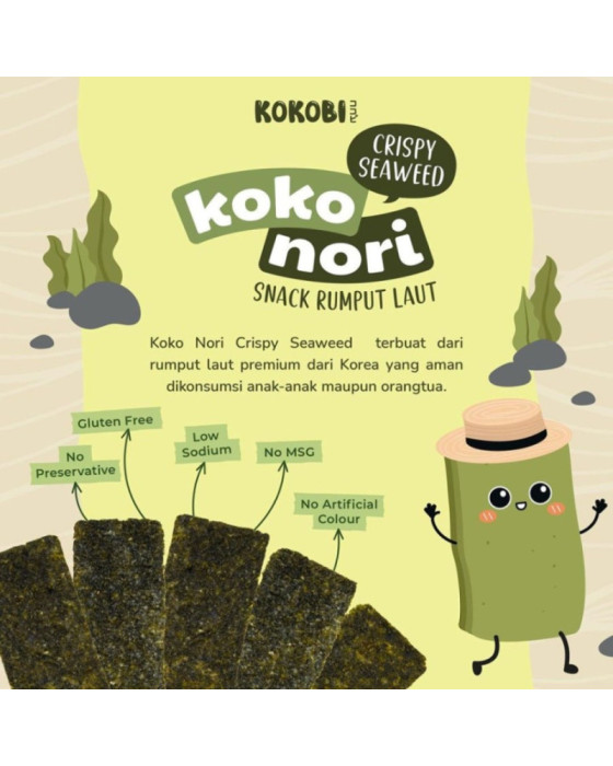 Kokobi Koko Nori Crispy Seaweed Camilan Bayi 20Gr