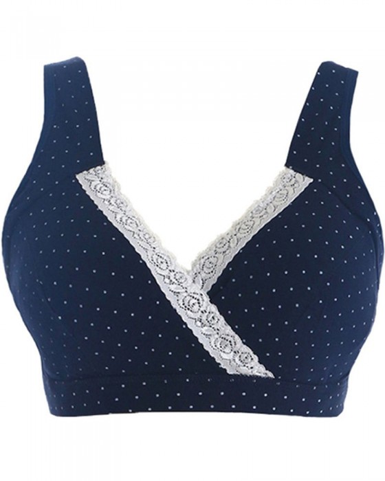 MOOIMOM B6886 CROSSOVER MATERNITY & NURSING BRA - NAVY SPOT M