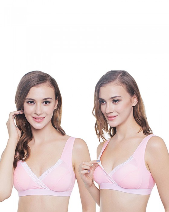 MOOIMOM B6886D CROSSOVER MATERNITY & NURSING BRA - PINK L