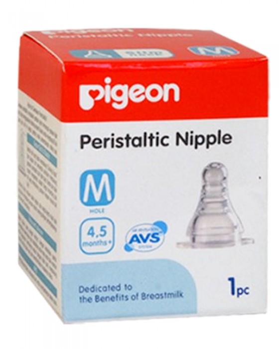 PIGEON PERISTALTIC NIPPLE SLIM NECK M 1PCS