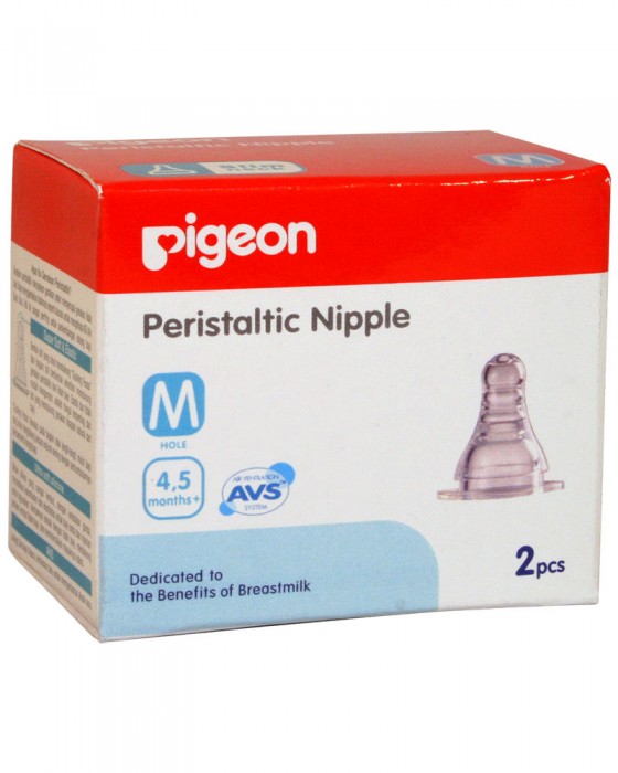 PIGEON PERISTALTIC NIPPLE SLIM NECK M 2PCS