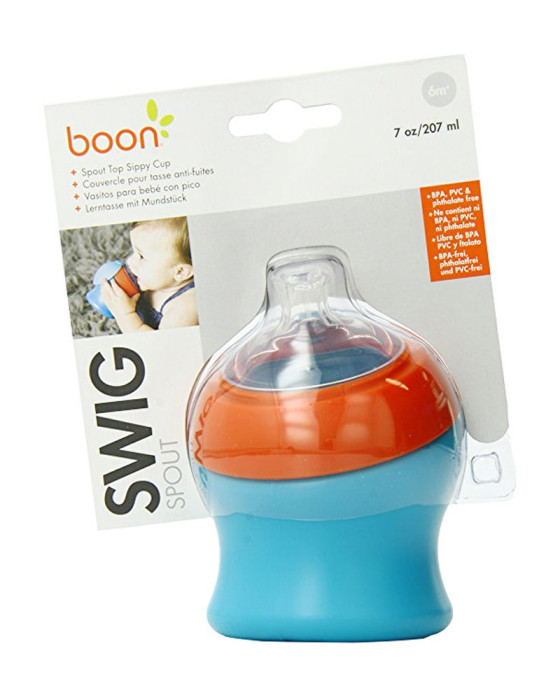 BOON 227 SWIG SHORT SPOUT TOP SIPPY CUP (BLUE/ORANGE)