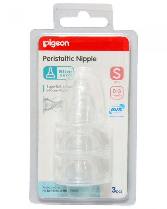 PIGEON PERISTALTIC NIPPLE SLIM NECK S 3PCS