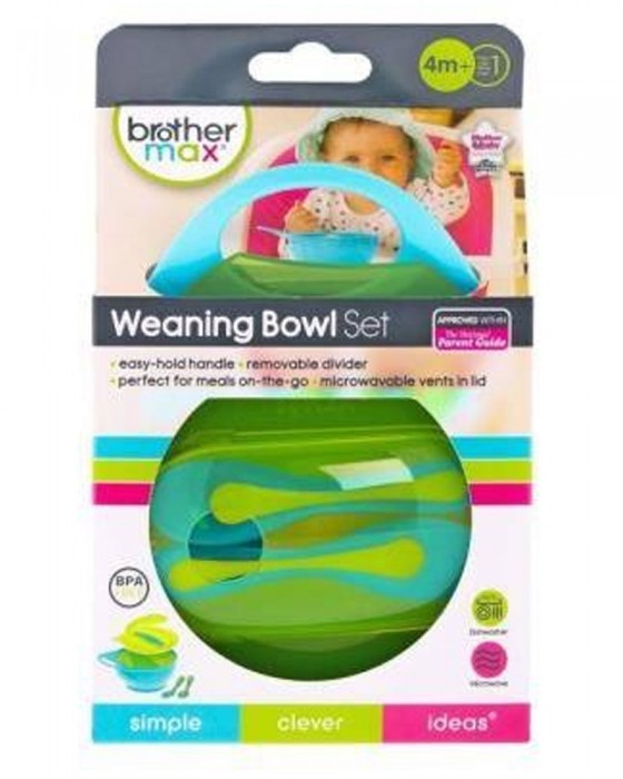 BROTHER MAX EASY HOLD WEANING BOWL SET BLUE/GREEN