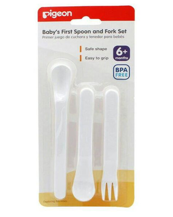 PIGEON BABYS FIRST SPOON AND FORK SET 6M+