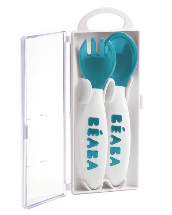 BEABA 913398 SET OF 2 2ND AGE TRAINING FORK+SPOON BLUE