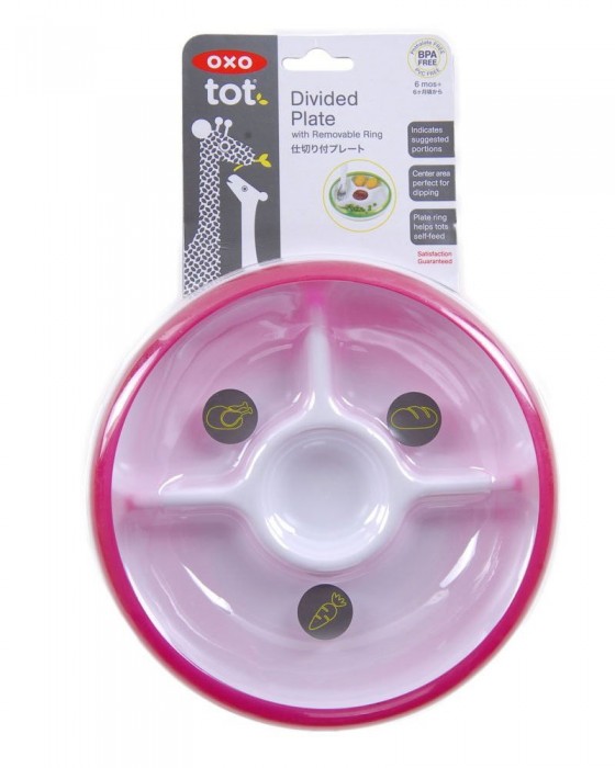 OXO TOT 6125600T1 DIVIDED PLATE WITH REMOVABLE RING - PINK