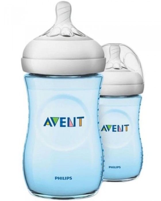 AVENT 695/23 BOTTLE PP NATURAL 9OZ/260ML TWIN BLUE