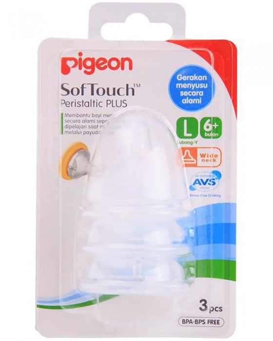 PIGEON PP NIPPLE L 6M+  3PCS