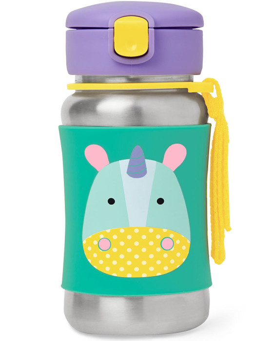 SKIP HOP STAINLESS STRAW BOTTLE - UNICORN