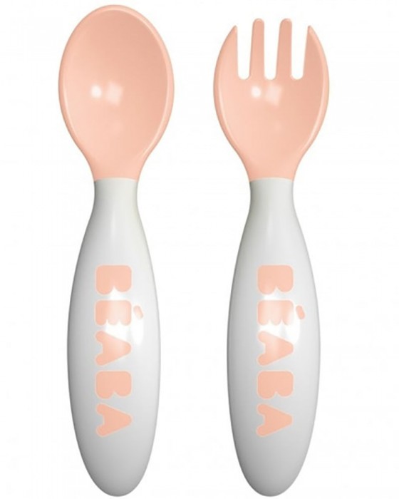 BEABA 913400 SET OF 2 2ND AGE TRAINING FORK N SPOON NUDE