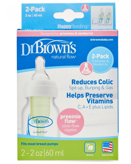 DR BROWN SB2101 BOTTLE OPTIONS PP NARROW NECK WITH PREEMIE NIPPLE 2PK 2OZ