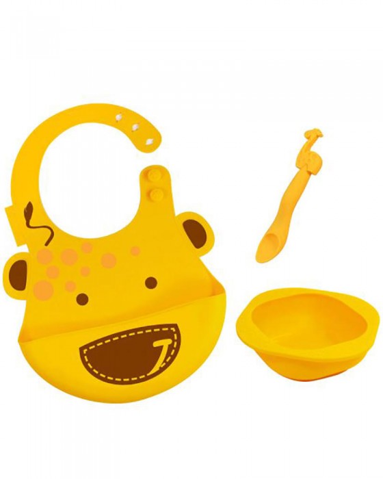 MARCUS N MARCUS BABY FEEDING GIFT SET LOLA GIRAFFE YELLOW