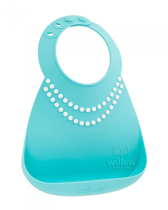 MAKE MY DAY BABY BIB TIFANNY BLUE PEARLS