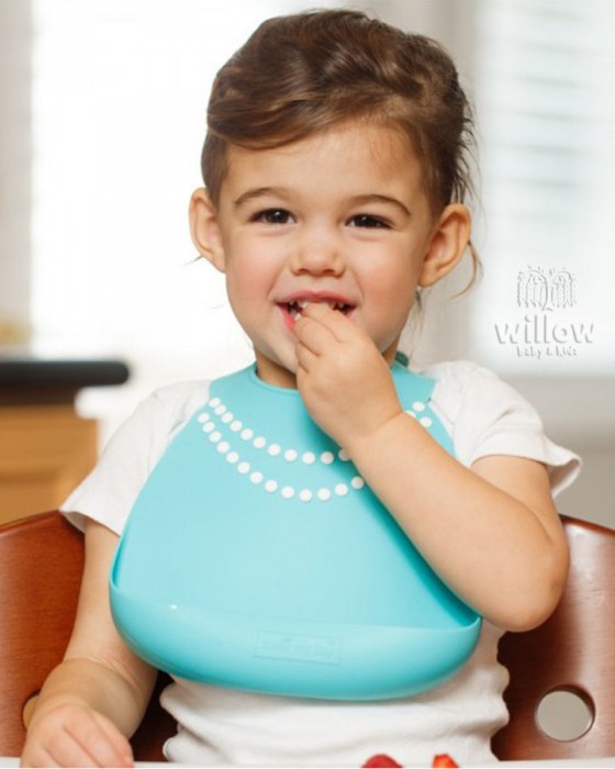 MAKE MY DAY BABY BIB TIFANNY BLUE PEARLS