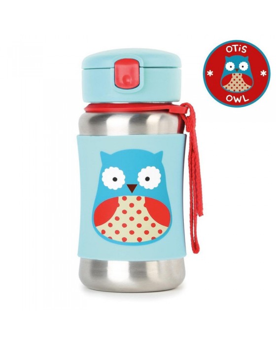 SKIP HOP STAINLESS STRAW BOTTLE - OWL