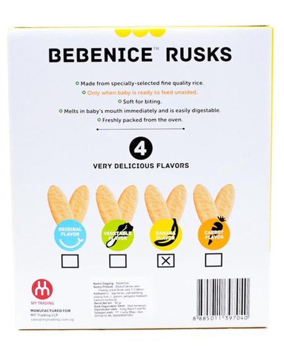 BEBENICE RUSKS BANANA FLAVOR 50GR