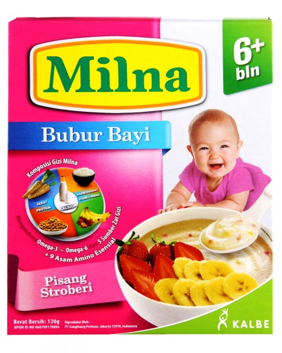 MILNA BUBUR PISANG STRAW 6+ 120GR