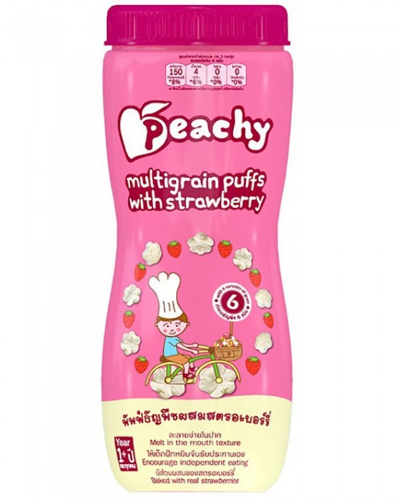 PEACHY MULTIGRAIN PUFFS WITH STRAWBERRY TUBE 40GR