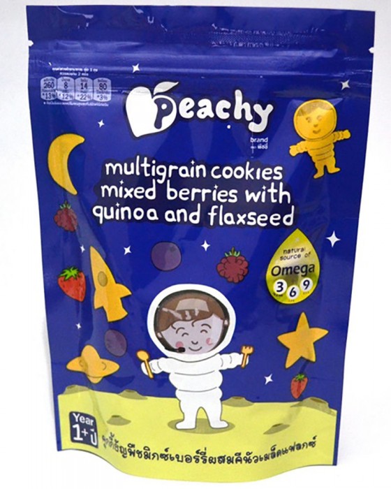 PEACHY MULTIGRAIN COOKIES MIXED BERRIES WITH QUINOA AND FLAXSEED POUCH 50GR