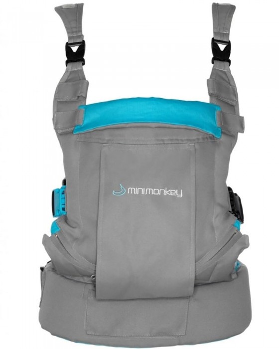 MINI MONKEY 101LG-T BABY CARRIER - DYNAMIC LIGHT GREY N TURQUOISE