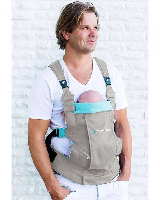 MINI MONKEY 101LG-T BABY CARRIER - DYNAMIC LIGHT GREY N TURQUOISE