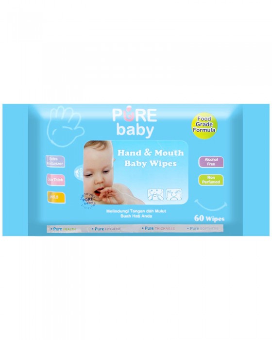 PURE BABY HAND N MOUTH BABY WIPES ALOE VERA 60S BANDED 2+1