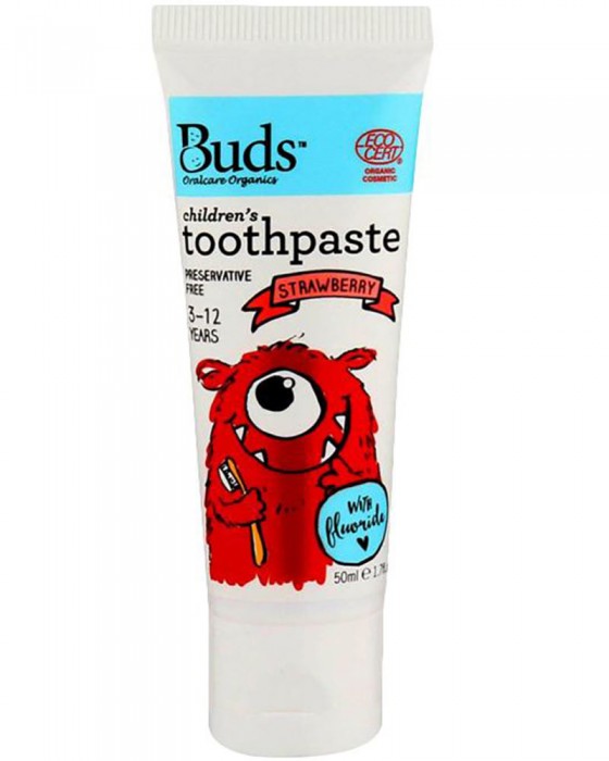 BUDS ORGANICS CHILDREN TOOTHPASTE 3-12Y STRAWBERRY 50ML