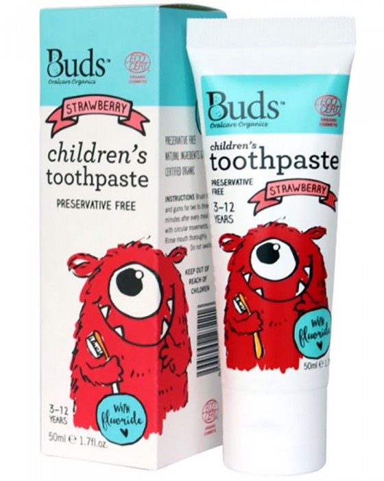 BUDS ORGANICS CHILDREN TOOTHPASTE 3-12Y STRAWBERRY 50ML