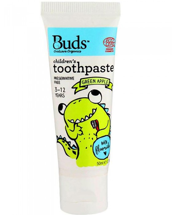 BUDS ORGANICS CHILDREN TOOTHPASTE 3-12Y GREEN APPLE 50ML