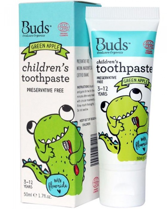 BUDS ORGANICS CHILDREN TOOTHPASTE 3-12Y GREEN APPLE 50ML