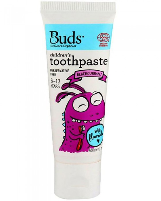 BUDS ORGANICS CHILDREN TOOTHPASTE 3-12Y BLACKCURRANT 50ML