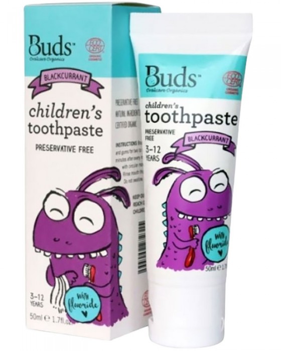 BUDS ORGANICS CHILDREN TOOTHPASTE 3-12Y BLACKCURRANT 50ML