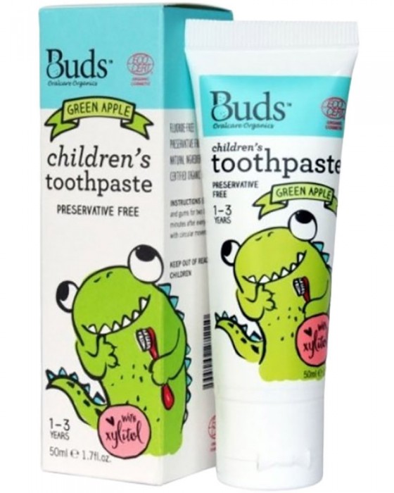 BUDS ORGANICS CHILDREN TOOTHPASTE 1-3Y GREEN APPLE 50ML