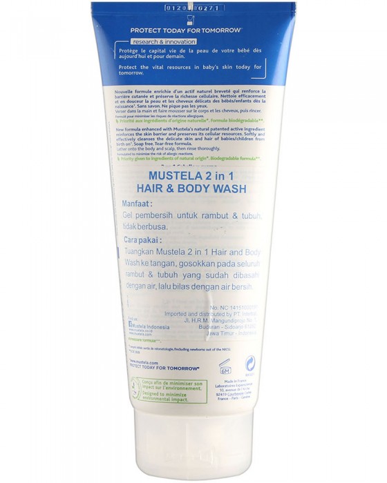 MUSTELA BEBE 2IN1 HAIR N BODY WASH GEL 200ML